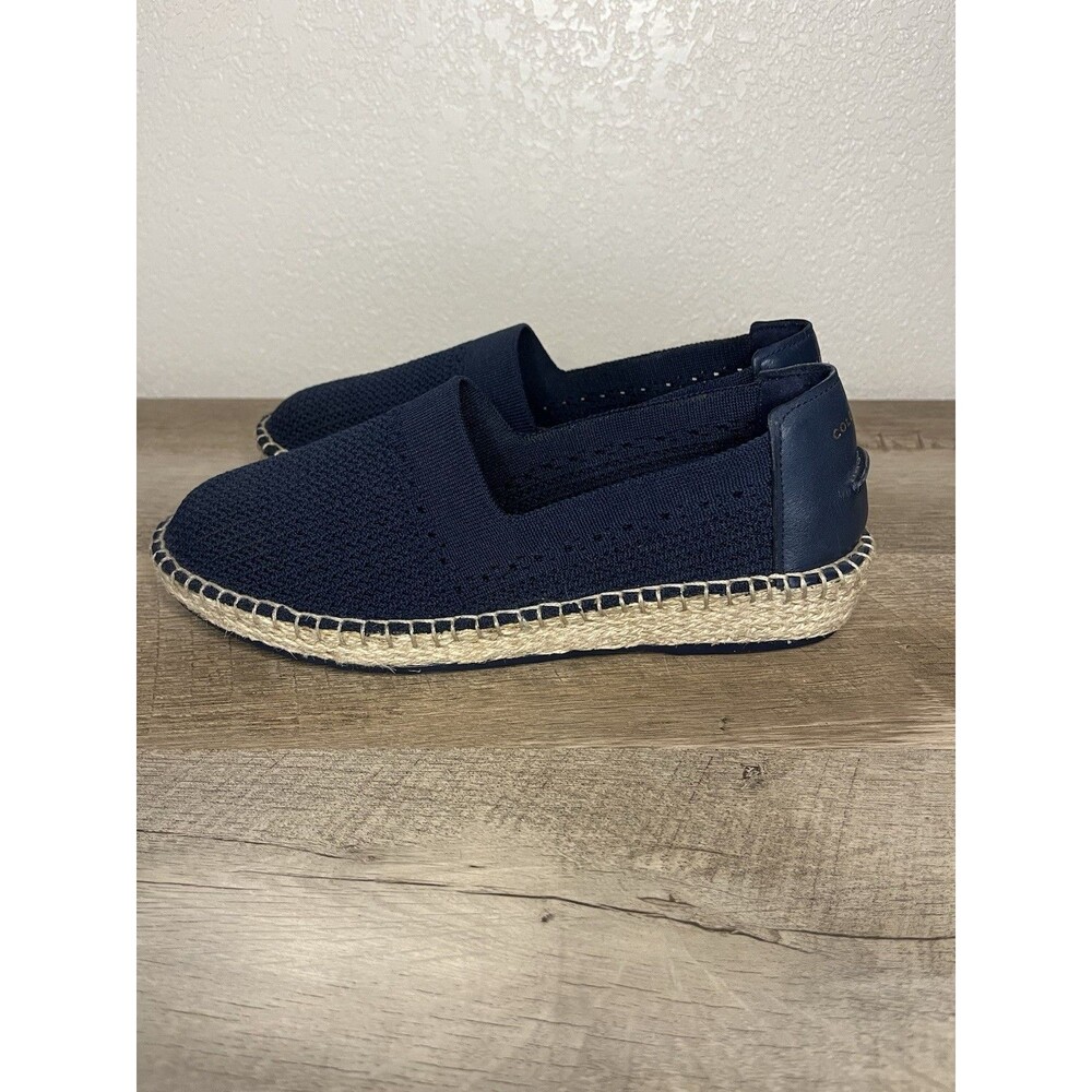 Cole Haan Cloudfeel Stitchlite Knit Blue Espadrille Flat Slip On 7.5 B Flaws